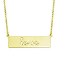 Gold Plated 925 Sterling Silver Love Engraved Bar Pendant Necklace - ARN00055GP