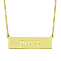 Gold Plated 925 Sterling Silver Peace Engraved Bar Pendant Necklace - ARN00056GP