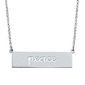 Rhodium Plated 925 Sterling Silver Peace Engraved Bar Pendant Necklace - ARN00056RH