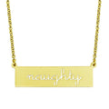 Gold Plated 925 Sterling Silver Naughty Engraved Bar Pendant Necklace - ARN00057GP