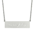 Rhodium Plated 925 Sterling Silver Naughty Engraved Bar Pendant Necklace - ARN00057RH