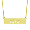 Gold Plated 925 Sterling Silver Nice Engraved Bar Pendant Necklace - ARN00058GP