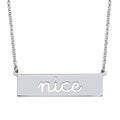 Rhodium Plated 925 Sterling Silver Nice Engraved Bar Pendant Necklace - ARN00058RH