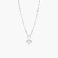 925 Sterling Silver Basic Link Chain Heart Necklace - ARN00062
