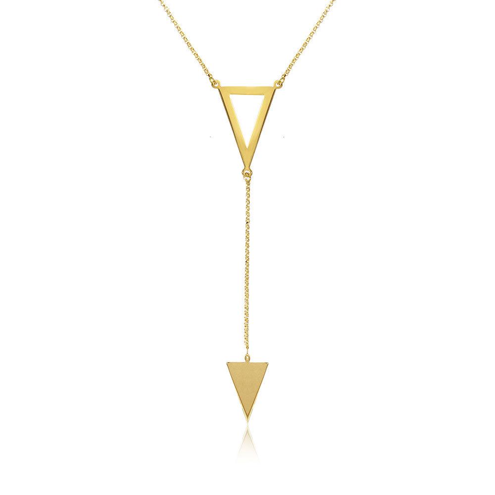 Silver 925 Gold Plated Necklace With 2 Triangle Drop - ARN00012GP