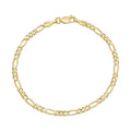 3MM Solid Figaro Bracelet in solid 10K-24K gold
