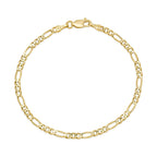 3MM Solid Figaro Bracelet in solid 10K-24K gold