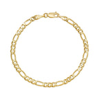 4MM Solid Figaro Bracelet in solid 10K-24K gold