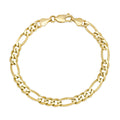 7.5MM Solid Figaro Bracelet in solid 10K-24K gold