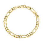 7.5MM Solid Figaro Bracelet in solid 10K-24K gold
