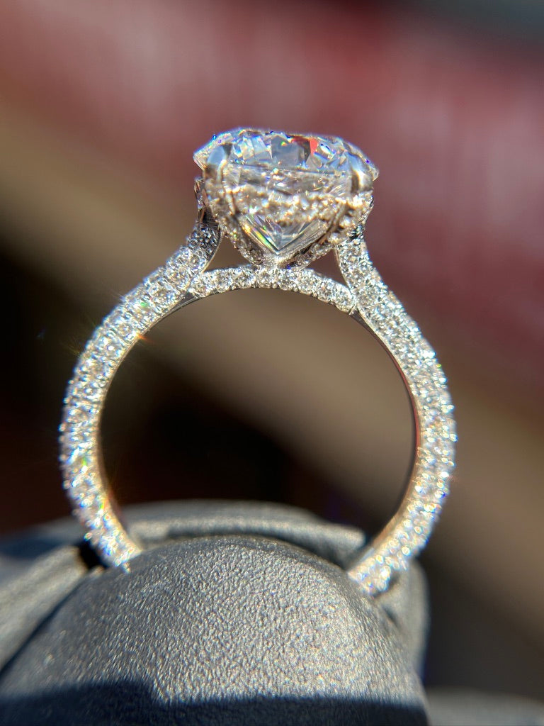 Pavé Cathedral Hidden Halo Engagement Ring