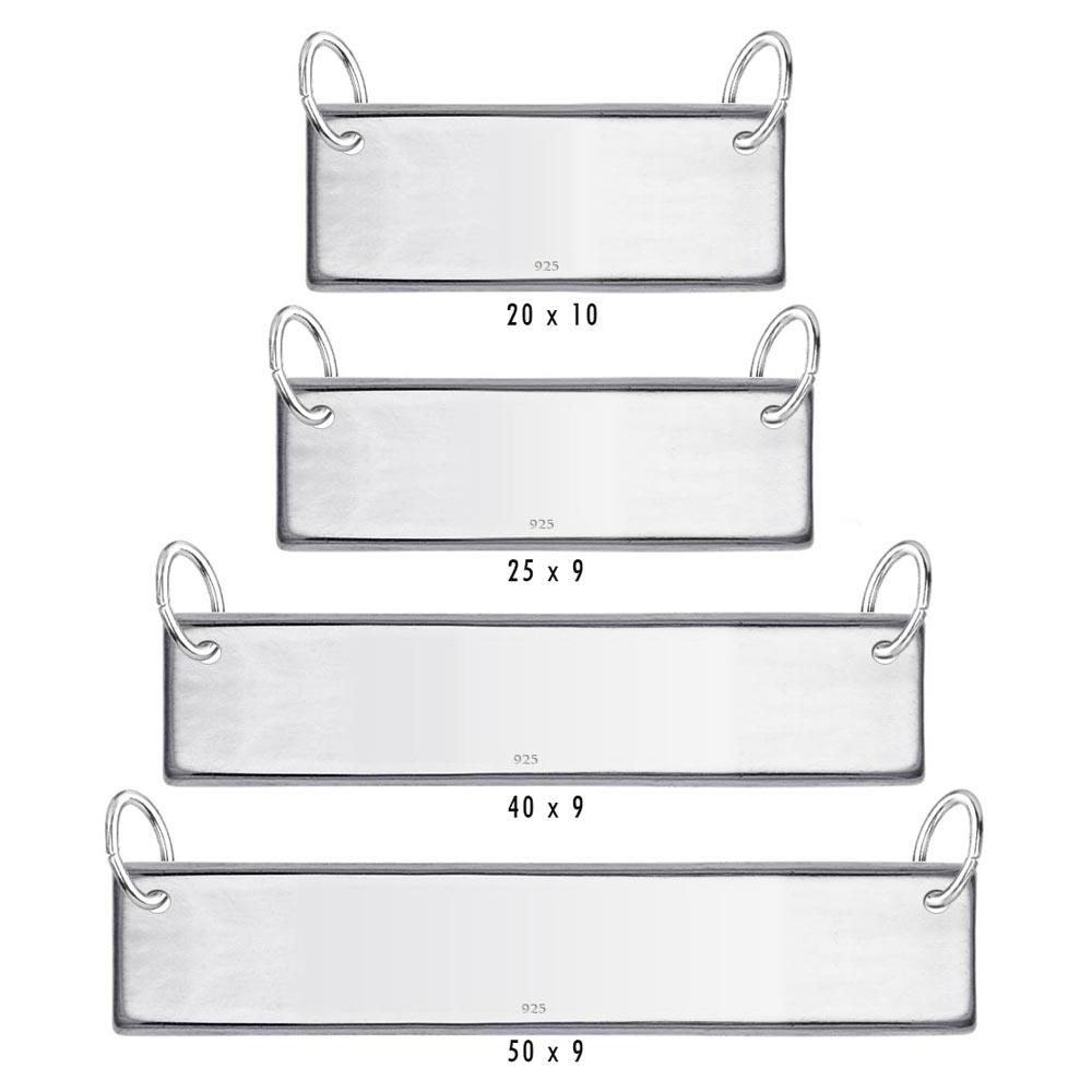 High Polished 925 Sterling Silver Engravable Tag Bar Charm 9mm - BAR02-9