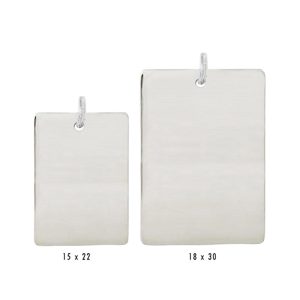 High Polished 925 Sterling Silver Engravable Rectangle Tag Charm - BAR04