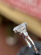 Marquise and Round Accent Hidden Halo Engagement Ring