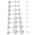 High Polished 925 Sterling Silver Bead Stud Earrings - BD-STUD-SL