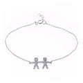 Rhodium Plated 925 Sterling Silver CZ Boy Chain Bracelet - BGB00335BOY