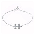 Rhodium Plated 925 Sterling Silver CZ Girls Chain Bracelet - BGB00335GIRL