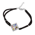 Silver 925 Black Rope Multicolored CZ Bracelet - BGB00219