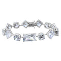 Rhodium Plated 925 Sterling Silver Multi Shape CZ Stones Bracelet - BGB00285