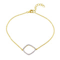 Rhodium Plated 925 Sterling Silver Curved Kite Shaped Bracelet with CZ - BGB00292
