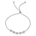 Rhodium Plated 925 Sterling Silver 5 Heart with CZ Lariat Bracelet - BGB00295