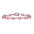 Rhodium Plated 925 Sterling Silver Pink and Clear CZ Tennis Bracelet - BGB00330