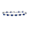 Rhodium Plated 925 Sterling Silver Blue CZ Link Bracelet - BGB00331BLU