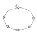 Rhodium Plated 925 Sterling Silver Rope Disc CZ Chain Bracelet - BGB00342