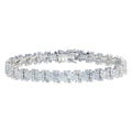 Rhodium Plated 925 Sterling Silver Baguette CZ Bracelet - BGB00345