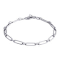 925 Sterling Silver CZ Rectangle Link Bracelet - BGB00348