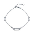 925 Sterling Silver CZ Cable Link Bracelet - BGB00351