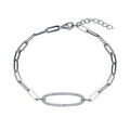 925 Sterling Silver CZ Paperclip Link Bracelet - BGB00352