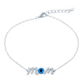 925 Sterling Silver CZ Mom Evil Eye Bracelet - BGB00353