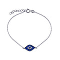 Rhodium Plated 925 Sterling Silver CZ Evil Eye Bracelet - BGB00361