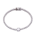 925 Sterling Silver Clear CZ Clear Halo Center Bubble Tennis Bracelet - BGB00363CLR