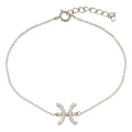 Rhodium Plated 925 Sterling Silver Pisces CZ Adjustable Link Bracelet - BGB00367