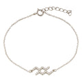 Rhodium Plated 925 Sterling Silver Aquarius CZ Adjustable Link Bracelet - BGB00370