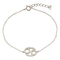 Rhodium Plated 925 Sterling Silver Cancer CZ Adjustable Link Bracelet - BGB00375