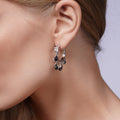 Silver 925 Rhodium Plated Clear Black Teardrop Chandelier Dangling Earrings - BGE00020
