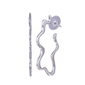 Silver 925 Rhodium Plated Wavy Earrings - BGE00032
