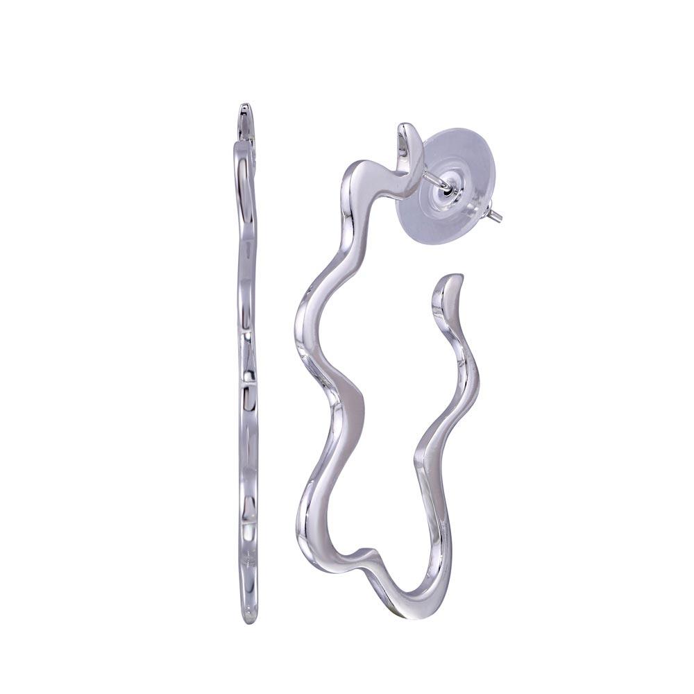 Silver 925 Rhodium Plated Wavy Earrings - BGE00032