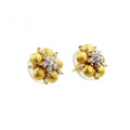 Silver 925 Gold Plated Flower Center Clear CZ Stud Earrings - BGE00116