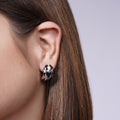 Silver 925 Rhodium Plated Cow Print Hoop Earrings - BGE00126