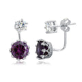 Rhodium Plated 925 Sterling Silver Clear Purple Front and Back - BGE00488PUR