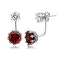 Rhodium Plated 925 Sterling Silver Clear Red CZ Front and Back - BGE00488RED