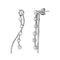 Rhodium Plated 925 Sterling Silver Wave CZ Drop Earrings - BGE00498