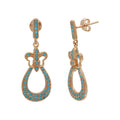Rose Gold Plated 925 Sterling Silver Dangling Filigree Turquoise Stone Earrings - BGE00506RGP