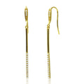 Gold Plated 925 Sterling Silver Dangling Bar CZ Earrings - BGE00520