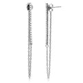 Rhodium Plated 925 Sterling Silver Vertical Line Bar with CZ Earrings - BGE00521