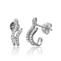Rhodium Plated 925 Sterling Silver CZ Snake Hook Earrings - BGE00522